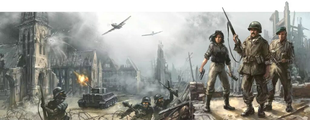 RPG | Cenário para Savage Worlds entra em financiamento coletivo no Brasil (Murilo Oliveira) - RPG - Role Playing Game - RPG - Mestre Charles Corrêa - - Esta semana a Retropunk lançou o projeto de financiamento coletivo de Weird War II, um cenário para o sistema Savage Worlds. Nesta ambientação, a Segunda Guerra Mundial corre normalmente, com confrontos entre o Eixo, os Aliados e a União Soviética. No entanto, o panorama bélico e militar é apenas uma das camadas do que está realmente acontecendo no jogo. A proposta de Weird War II é a de apresentar o contexto histórico, mas incluir diversas ocorrências sobrenaturais, monstruosidades e outros horrores sinistros que acabam se envolvendo ou sendo usados na guerra.
O cenário apresenta inimigos lobisomens nazistas, zumbis, bruxos e cientistas loucos. Weird War II pressupõe que os jogadores estarão no lado dos Aliados, e em suas missões, além de soldados e dispositivos normais, podem enfrentar (ou dirigir), veículos assombrados, lutar contra soldados mutantes e investigar elementos sobrenaturais em meio aos esforços de guerra.
Weird War II necessita do livro básico de Savage Worlds para ser jogado. O sistema, que se propõe a ser genérico e com combates rápidos e 