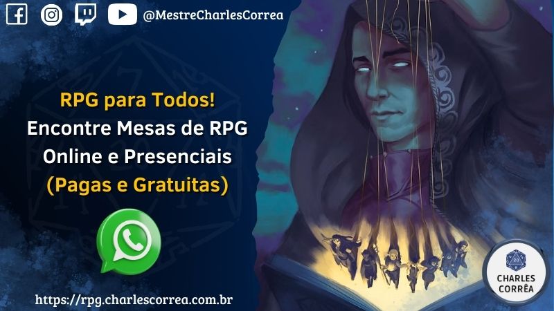 RPG para Todos! Encontre Mesas de RPG Online e Presenciais no WhatsApp (Pagas e Gratuitas), Conheça meu grupo de divulgações