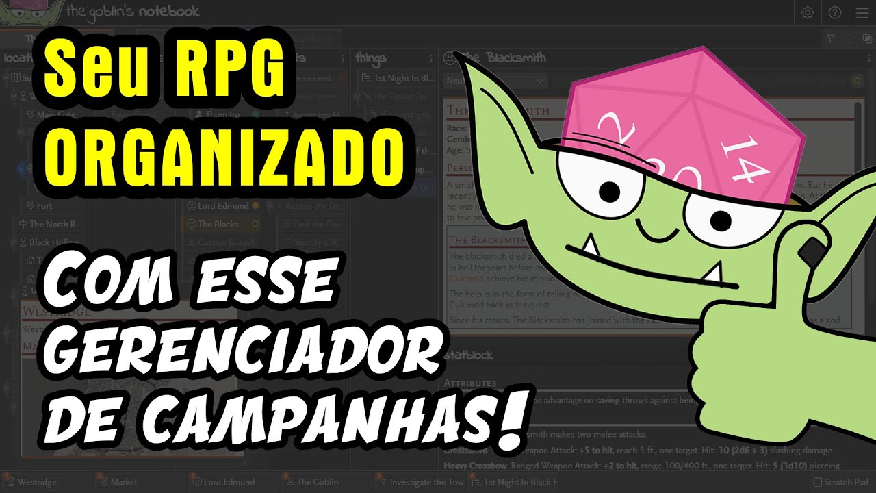 Blog - - RPG - Mestre Charles Corrêa - - Ferramenta de organização para mestres de RPG – Goblin’s Notebook ( noreply@youtube.com (Tenda Arcana) )