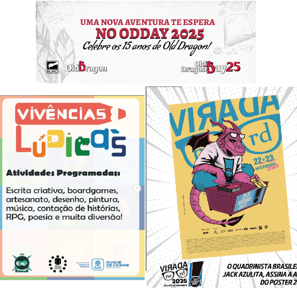 Eventos: Virada Nerd [SP], ODDay 2025 [BR] e Vivência Lúdica 2025 [Duque de Caxias, RJ] (Talude)