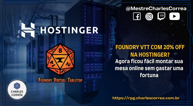 Foundry VTT com 20% OFF na Hostinger? Agora ficou fácil montar sua mesa online sem gastar uma fortuna