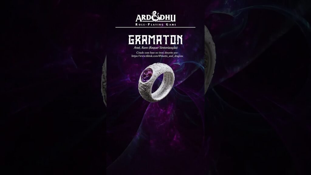 GRAMATON - ANEL MÁGICO PARA DUNGEONS & DRAGONS (E OUTROS SISTEMAS DE RPG) (noreply@youtube.com (ARDDHU // RPG)) - Dicas - RPG - Mestre Charles Corrêa - - https://www.youtube.com/embed/BP24VmZBLSUConheça Gramaton, um poderoso anel capaz de criar efeitos poderosíssimos para as suas magias de uma forma que você nunca viu! ______________________________________________________________________
Seja membro deste canal e ganhe benefícios:
https://www.youtube.com/channel/UCceEfqhgN9QcZnjdB_ZLFRw/join
______________________________________________________________________
► Apoie o canal https://apoia.se/arddhu
► Discord: http://discord.arddhu.me
► Runarcana RPG: https://runarcana.org Obrigado por acompanhar o canal! Nesse canal falo sobre RPG (role-playing game) em geral, com foco em Runarcana, Dungeons & Dragons, GURPS, Storyteller entre outros. Não esqueça de deixar o seu comentário e o seu like no vídeo, Inscreva-se e ative o sininho para receber notificações! #arddhu #rpg #rpgdemesa #dungeonsanddragons #dnd2024 #dnd5e #dndnVocê pode ver o post original em ARDDHU // RPG