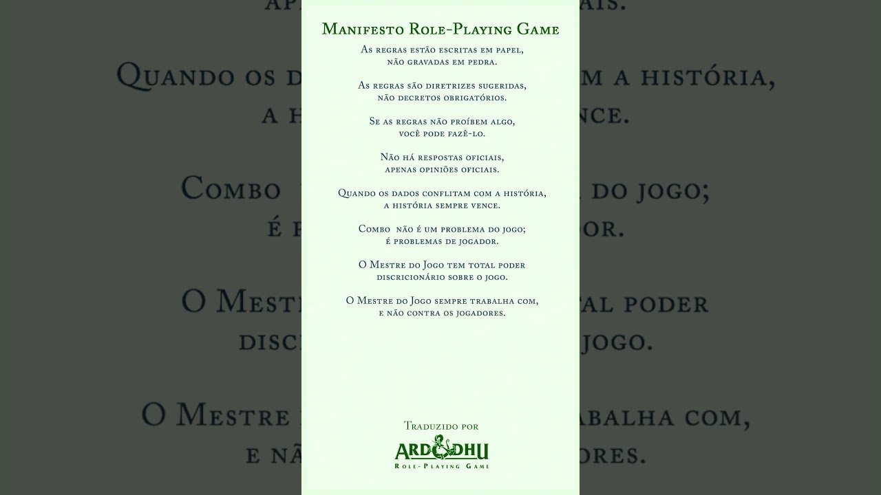 MANIFESTO ROLEPLAYING GAME (noreply@youtube.com (ARDDHU // RPG)), RPG - Mestre Charles Corrêa